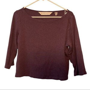 🔹5/$25🔹 Victoria’s Secret Womens Purple Knit Crop‎ Top with 3/4 Sleeves. Large
